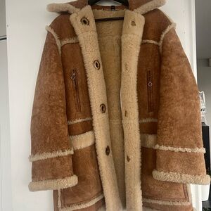 Coach Shearling-Lined Jacket in Chestnut and Cream